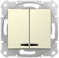 Выключатель с подсветкой без рамки Schneider Electric Sedna 2-кл. бежевый  картинка